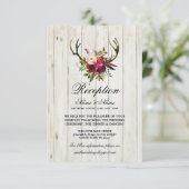 〔雄ジカの〕枝角素朴ウェディングレセプションカードウッド 招待状 (スタンド正面)
