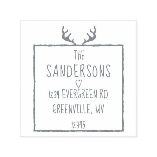 〔雄ジカの〕枝角素朴ウッドランドカームフォレスト差出人住所 セルフインキングスタンプ (デザイン)