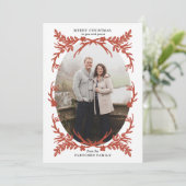 〔雄ジカの〕枝角素朴クリスマスフォトカード シーズンカード (スタンド正面)