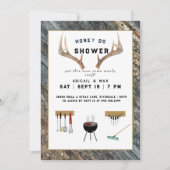 〔雄ジカの〕枝角素朴ズハニードカップルウェディングシャワー 招待状 (正面)