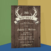 〔雄ジカの〕枝角素朴バナーバーンバーンバーンメンズ誕生日 招待状