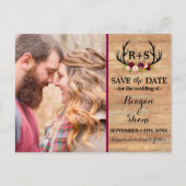 〔雄ジカの〕枝角素朴フローラBurgundy Wood日付を保存 案内ポストカード (正面)