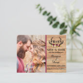 〔雄ジカの〕枝角素朴フローラBurgundy Wood日付を保存 案内ポストカード (スタンド正面)