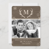 〔雄ジカの〕枝角素朴ホリデーフォトカードクリスマスカード シーズンカード (正面)