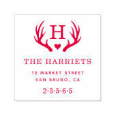 〔雄ジカの〕枝角素朴モノグラムファミリー名差出人住所 セルフインキングスタンプ (デザイン)