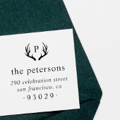 〔雄ジカの〕枝角素朴モノグラムファミリー名差出人住所 ラバースタンプ