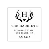 〔雄ジカの〕枝角素朴モノグラムファミリー名差出人住所 ラバースタンプ (インプリント)