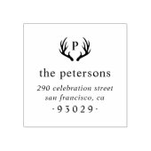 〔雄ジカの〕枝角素朴モノグラムファミリー名差出人住所 ラバースタンプ (インプリント)