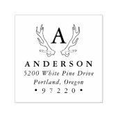 〔雄ジカの〕枝角素朴モノグラム差出人住所 セルフインキングスタンプ (デザイン)