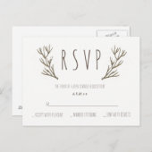 〔雄ジカの〕枝角素朴リース結婚式rsvpポストカード インビテーションポストカード (正面/裏面)