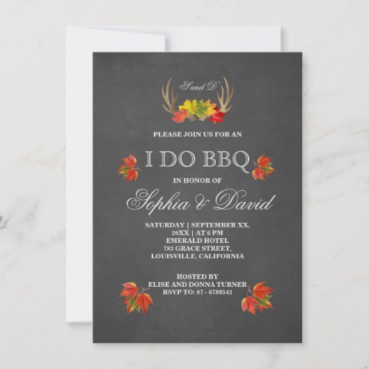 〔雄ジカの〕枝角素朴秋ボホI do BBQ招待状 招待状 (正面)