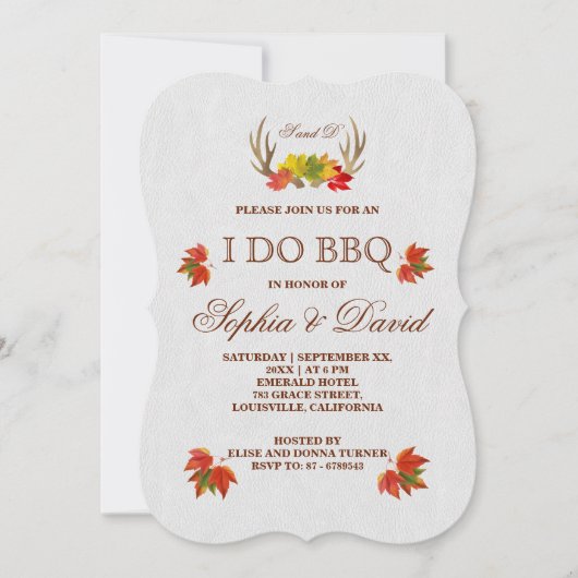 〔雄ジカの〕枝角素朴秋ボホI do BBQ招待状 招待状 (正面)