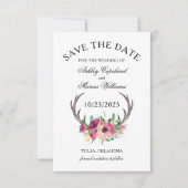 〔雄ジカの〕枝角素朴Bohoフローラ写真Save the Date セーブザデート (正面)