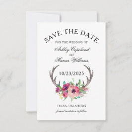 〔雄ジカの〕枝角素朴Bohoフローラ写真Save the Date セーブザデート
