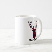 "(雄ジカの)枝角"のMcKnightの一族のタータンチェックのマグ コーヒーマグカップ (正面右)