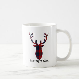 "(雄ジカの)枝角"のMcKnightの一族のタータンチェックのマグ コーヒーマグカップ