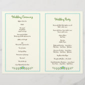 〔雄ジカの〕枝角&アクアフラワーズモノグラム結婚式プログラム (裏面)