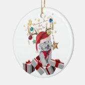 (雄ジカの)枝角、クリスマスおよびcockapoo セラミックオーナメント (左)