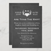 〔雄ジカの〕枝角&ハートタイイングザノット結婚式招待状 招待状 (正面/裏面)