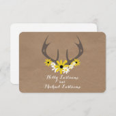 (雄ジカの)枝角 + 野生の花のボール紙刺激を受けたなRSVP 出欠カード (正面/裏面)