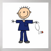 雄スティック図ナース – 青 ポスター (正面)