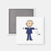 雄スティック図ナース – 青 マグネット (正面/裏面)