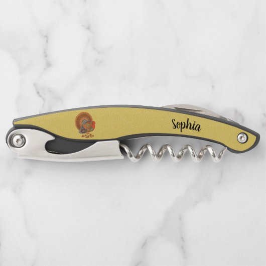 雄トルコカラフル羽葉金黄 ソムリエナイフ (正面)