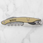 雄バックディアヘッド大〔雄ジカの〕枝角タン ソムリエナイフ (裏面)