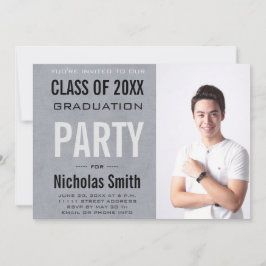 雄モダン卒業ブルー 招待状