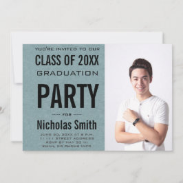 雄モダン卒業ブルー 招待状