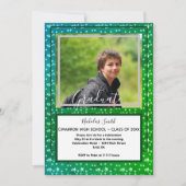 雄モダン星グリーン |卒業パーティー 招待状 (正面)