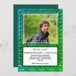 雄モダン星グリーン |卒業パーティー 招待状