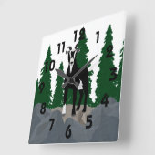 雄ヤギの柱時計 スクエア壁時計 (傾斜)