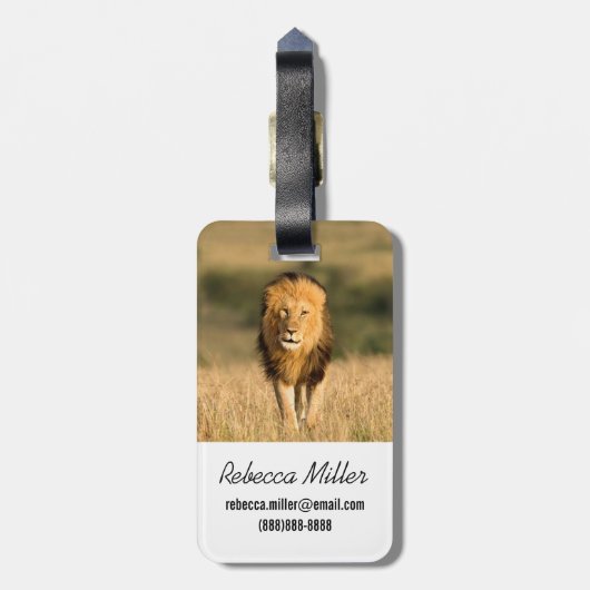 雄ライオン歩く ラゲッジタグ (裏面縦)