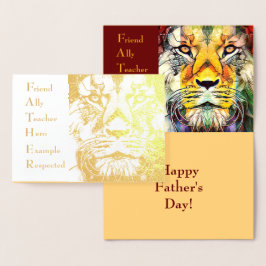 雄ライオン野生動物芸術の父の頭文字の日 箔カード