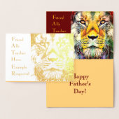 雄ライオン野生動物芸術の父の頭文字の日 箔カード (ディスプレー)