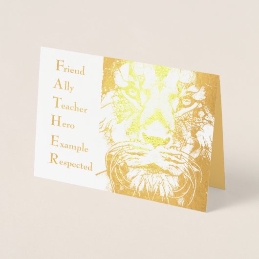 雄ライオン野生動物芸術の父の頭文字の日 箔カード (正面)