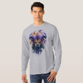 雄叫びをあげるファンタジーライオン 長袖 Tシャツ (正面フル)