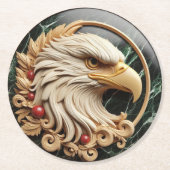 雄壮なハクトウワシの装飾 ラウンドペーパーコースター (正面)