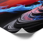 雄壮なフェニックスが炎の深みから蘇る夕焼け ポスター (角)