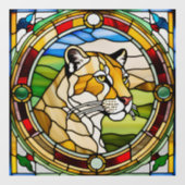 雄壮なライオネスの偽ステンドグラス ウィンドウサイン (シート)