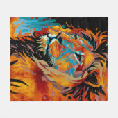 雄壮なライオンが森を守る フリースブランケット (正面(横))