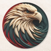 雄壮な鷹が円形から現れる ラウンドペーパーコースター (正面)
