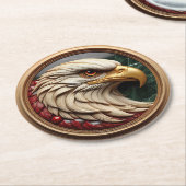 雄壮な鷹のフレーム ラウンドペーパーコースター (アングル)