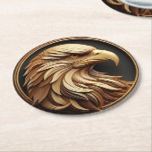 雄壮な鷹の円形フレーム ラウンドペーパーコースター (アングル)