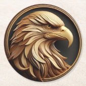 雄壮な鷹の円形フレーム ラウンドペーパーコースター (正面)