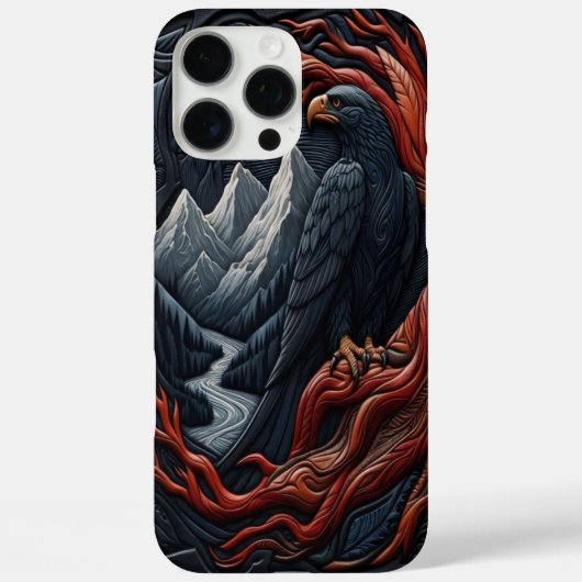 雄壮な鷹の革調デザインシーン Case-Mate iPhoneケース (裏面)