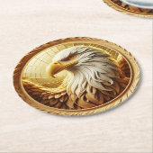 雄壮な鷹: 黄金の賛辞 ラウンドペーパーコースター (アングル)