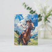 雄大なアニメのライダー 豊かな山々 ポストカード (スタンド正面)