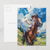 雄大なアニメのライダー 豊かな山々 ポストカード (正面/裏面)